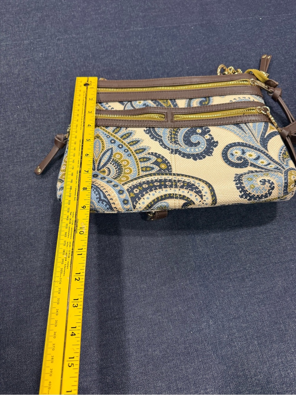 Spartina 449 Juliette Zipper Hipster in Cream, Blue & Mustard - Picture 8 of 11